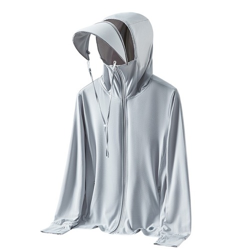 Removable large brim outdoor couple sun protection clothing for men and women knitted mesh skin clothing anti-UV printable LOGO