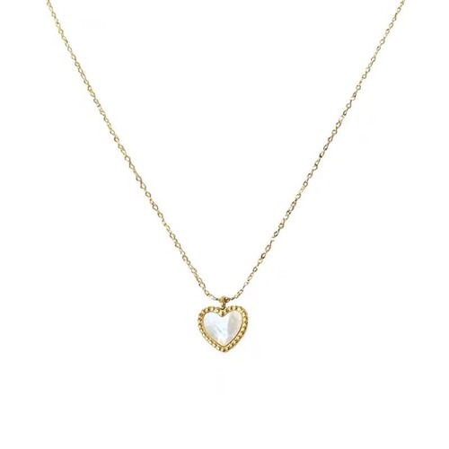 ins Korean version of mother-of-pearl love titanium steel small incense necklace women's versatile light luxury niche European and American simple clavicle chain jewelry