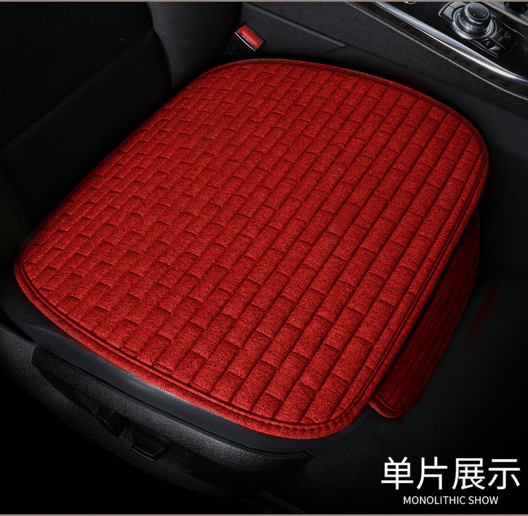 New linen car seat cushion four seasons long grid single seat cushion single square cushion one-piece backrest three-piece seat cushion