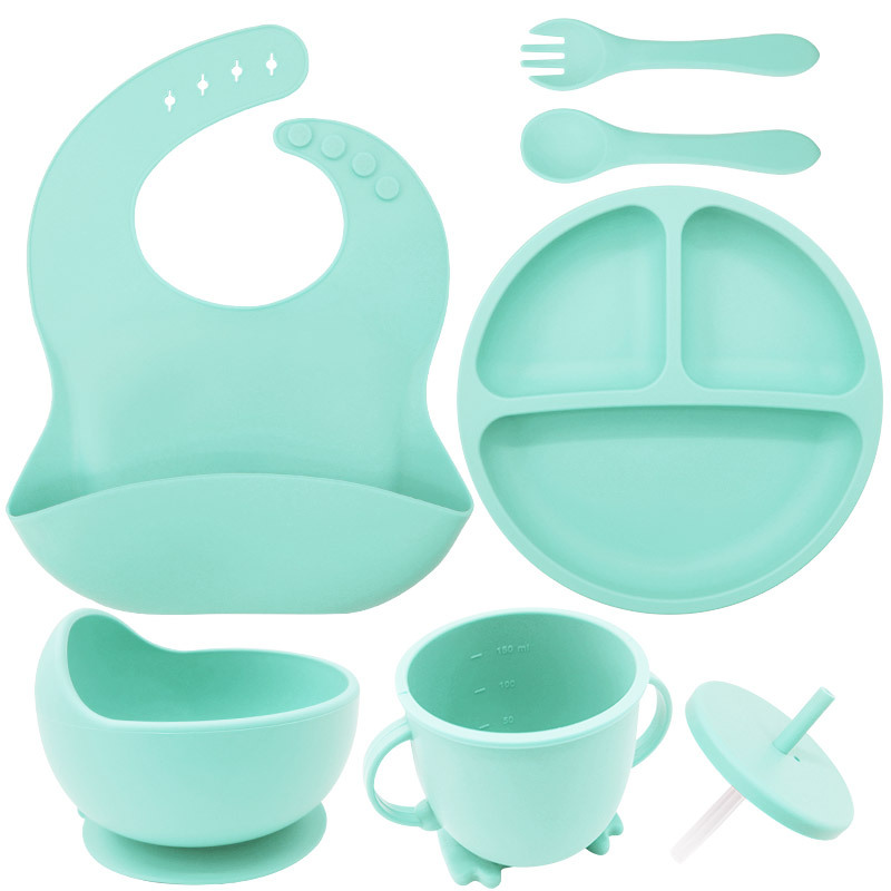 Juego de vajilla de silicona para niños, vajilla para alimentación maternoinfantil, plato de comida, tazón de comida, bebé aprende a comer, plato separado