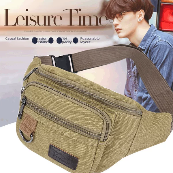2026 New Style Canvas Waist Bag Mobile Phone Bag for Men and Women Large Capacity Cashier Sports Travel Cycling Multi-Functional Cross-Body Bag