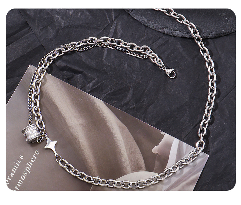 IG Style Shiny Cross Star Alloy Titanium Steel Plating Inlay Zircon Unisex Pendant Necklace display picture 3