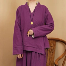 2025春秋款新中式双面双穿女士禅修服原创设计居士服棉麻女装套装