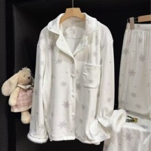 Yase【暖冬飘雪】秋冬海岛绒睡衣女雪花甜美纯欲少女可外穿套装