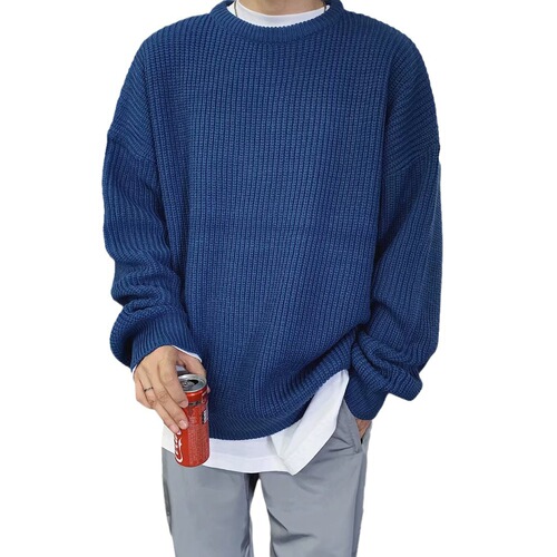 In autumn and winter, wear a base knit sweater, pure color round neck sweater, loose and all-matching thick cross-border foreign trade sweater, men's coat