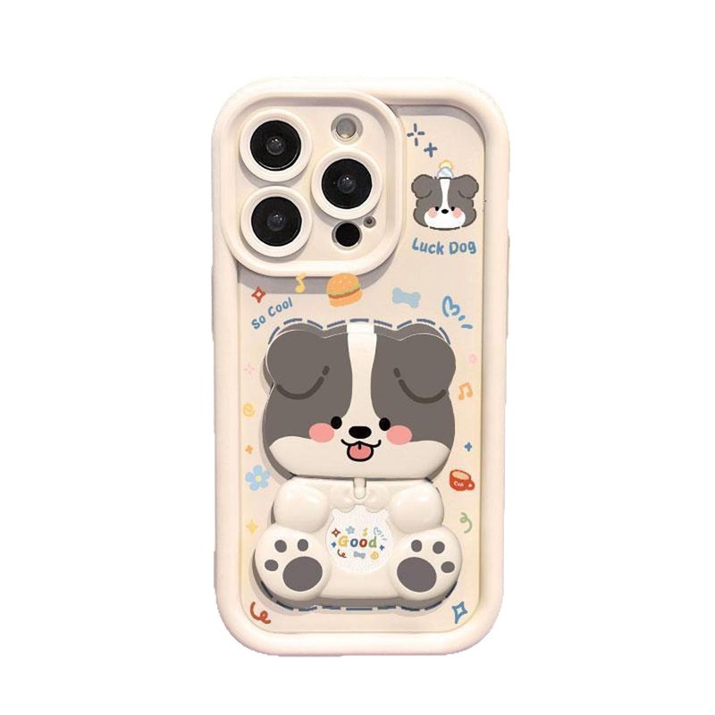 适用iPhone16ProMax小狗镜子华为oppo小米vivo苹果17手机壳新款套|undefined
