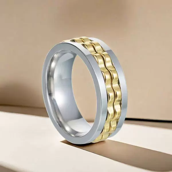 Steel golden ring with gears