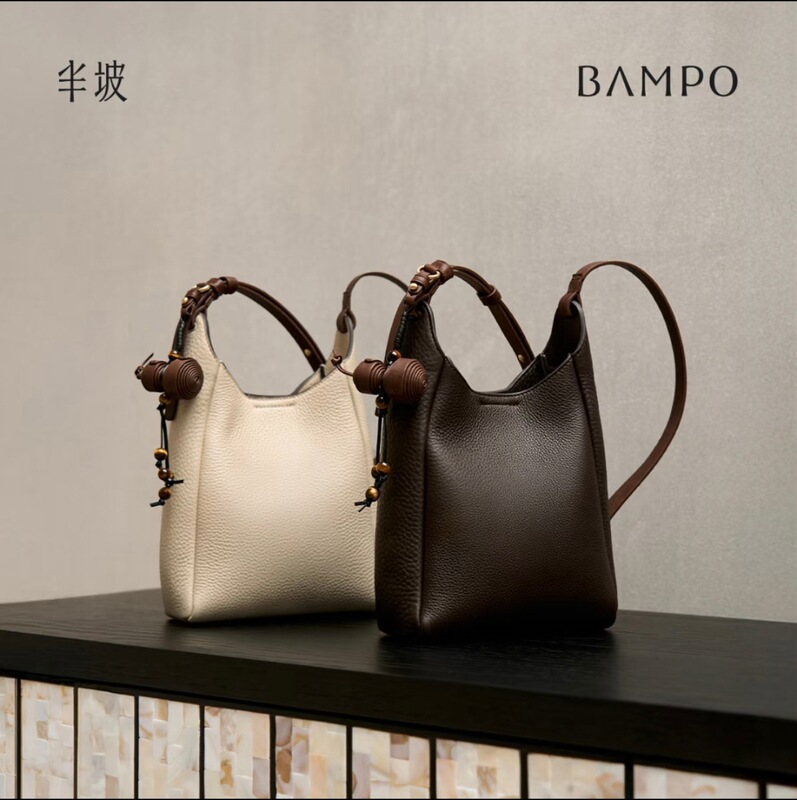 Banpo Bampo Echo Leather Large Bucket Vintage Underarm Bag 2026 New Model Shoulder Bag Crossbody Bag