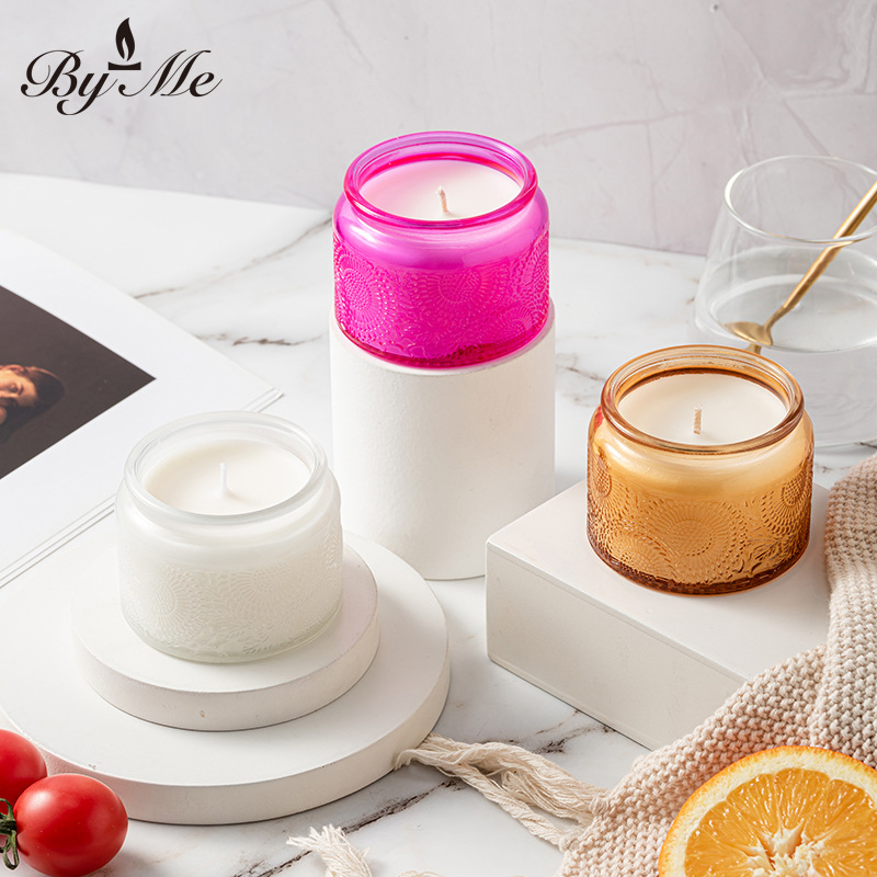 BYME creative small embossed glass cup aromatherapy candle smokeless candle wedding souvenir bestie birthday gift