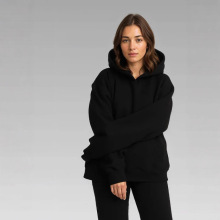 2025美式秋冬重磅青少年宽松休闲潮牌宽松大码纯色加绒连帽卫衣女