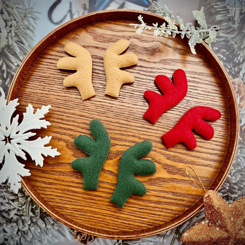 Colorful simple single-sided flannel Christmas cute little antlers decorative jewelry hairband hairpin DIY jewelry accessories