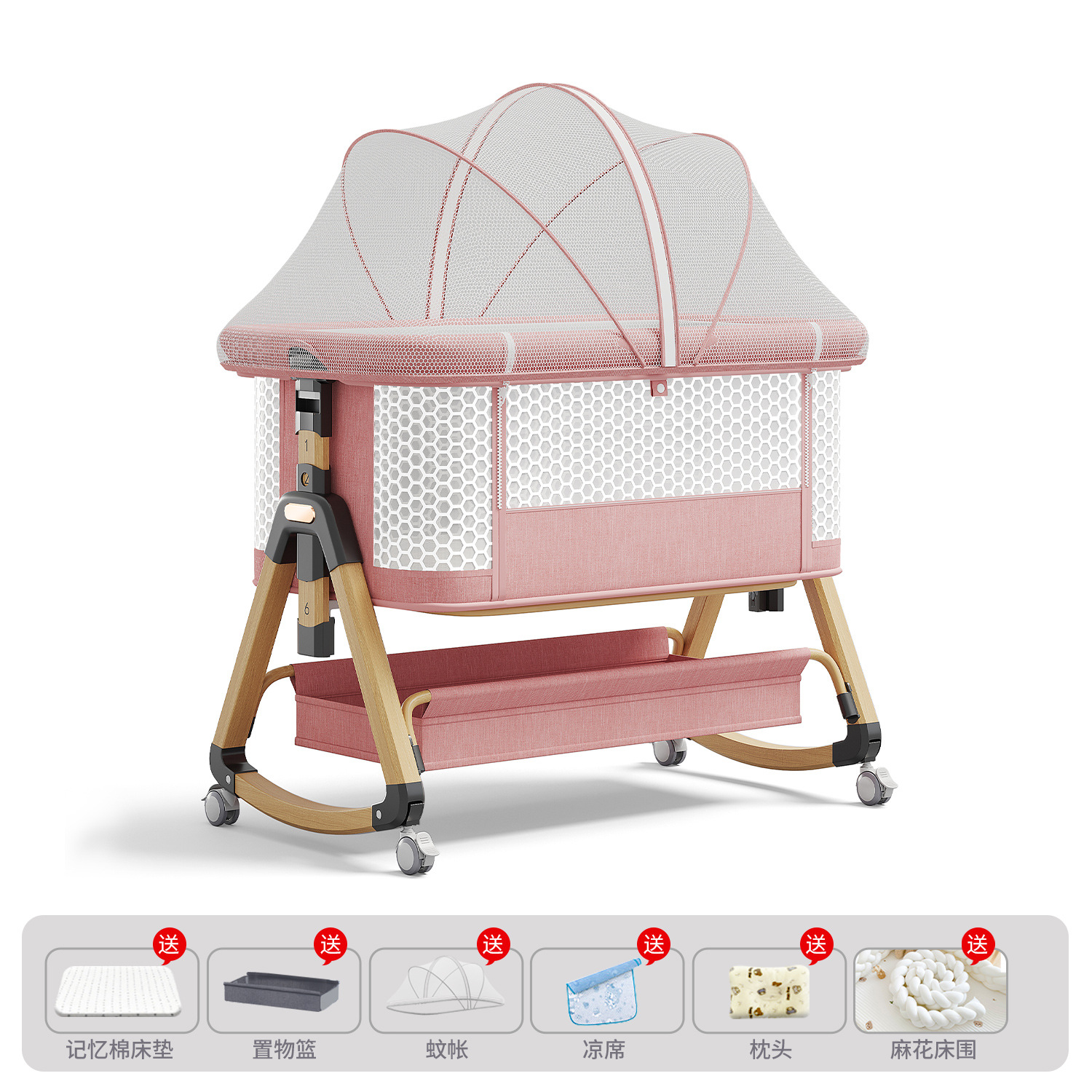Cama de bebé móvil portátil cuna cama plegable multifuncional BB cama para recién nacidos empalme cama grande