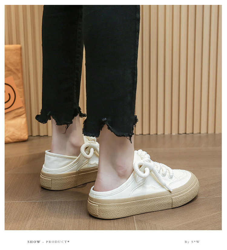 VASIBAEN Niche Design Half-support 2023 Poletje Novi platneni čevlji Lazy One pedal all-match superge trend_voghion.com