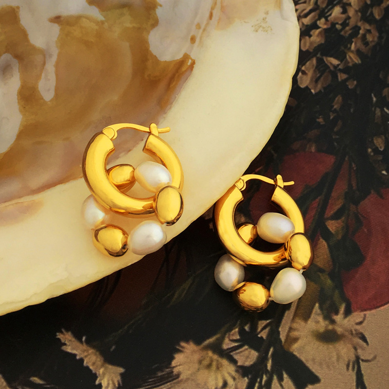 Retro Geometric Copper Earrings Plating Copper Earrings 1 Pair