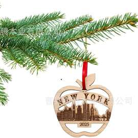 木质挂件圣诞节苹果挂饰激光雕刻创意礼品过节家居装饰品实木吊牌