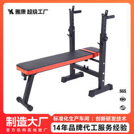 跨境训练家用折叠简易举重床卧推架杠铃架平推卧推床可调节哑铃凳