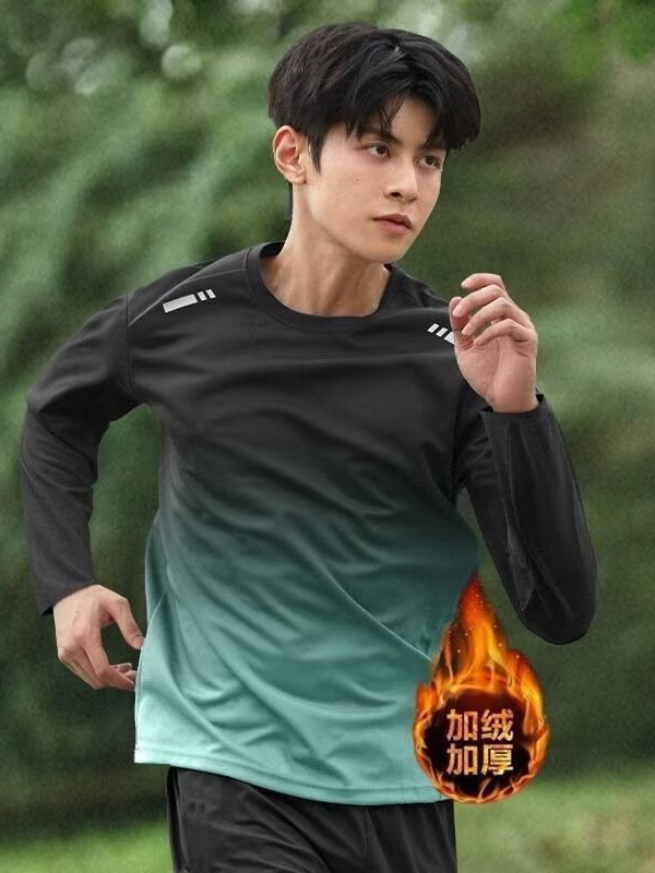 Deportes de manga larga de hombre primavera y verano deportes ocio entrenamiento relajado transpirable acondicionamiento físico otoño y invierno camiseta de correr al aire libre