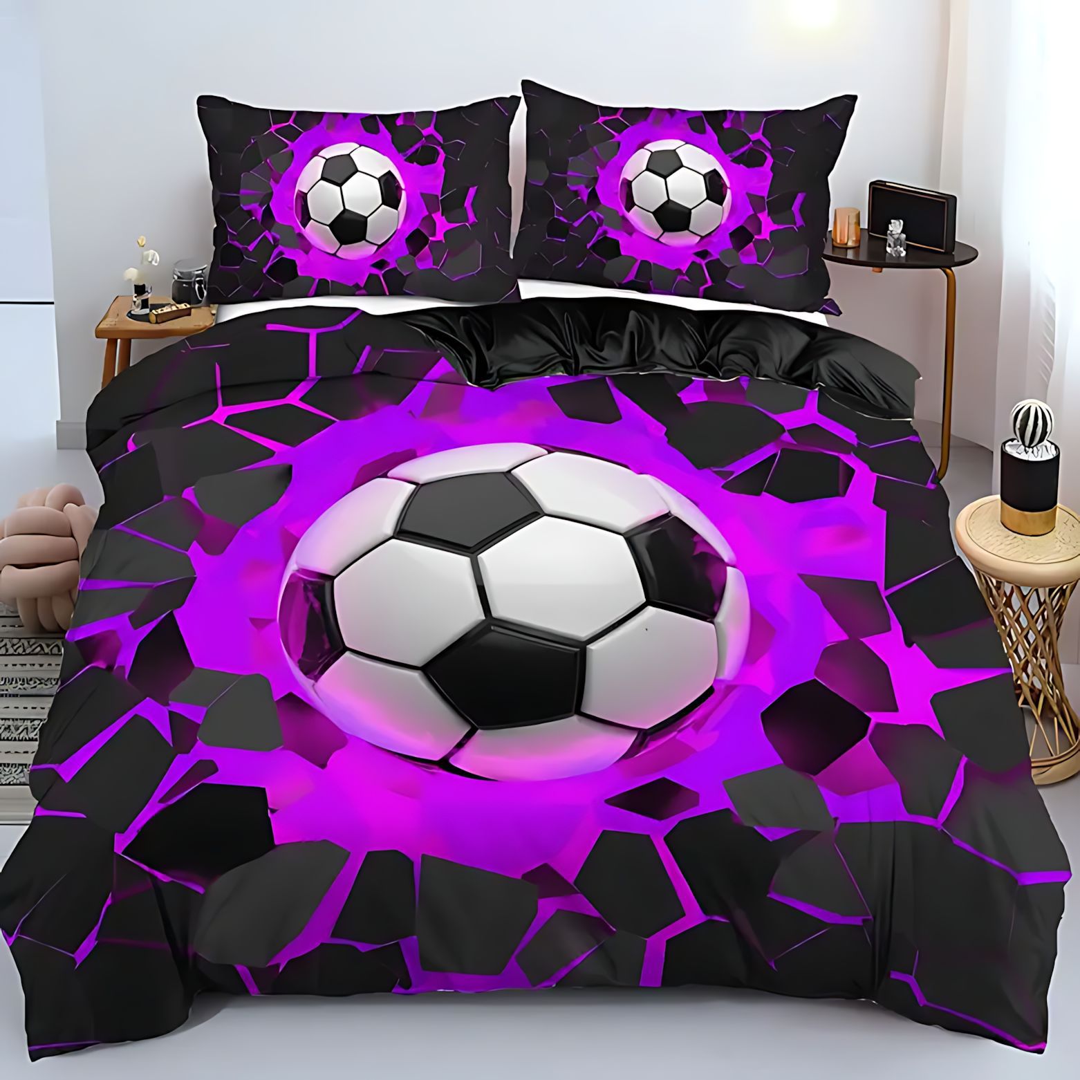 TEMU / JIT Fashion Sports League Football Pattern 3D Digital Printing Cover Kit suministro directo transfronterizo