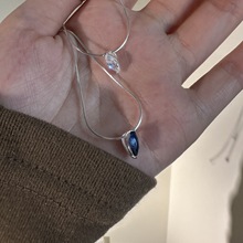 925纯银水滴锆石项链女韩国ins小众设计简约高级时尚锁骨链N0396