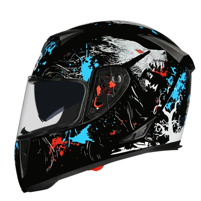 Motorcycle Electric Bicycle Helmet: Motosiklet kaskı (dəbilqə) - werewolf-blue-transparent-m