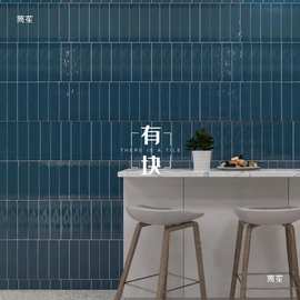 法式复古亮光手工砖厨房卫生间瓷砖75x300网红水波纹渐变长条墙砖