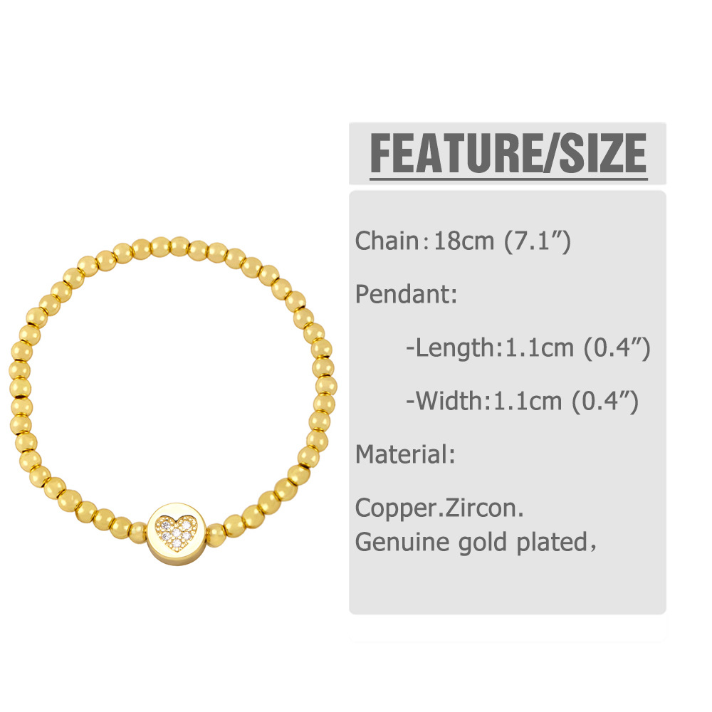 Vintage Style Round Heart Shape Copper Bracelets Inlay Zircon Copper Bracelets