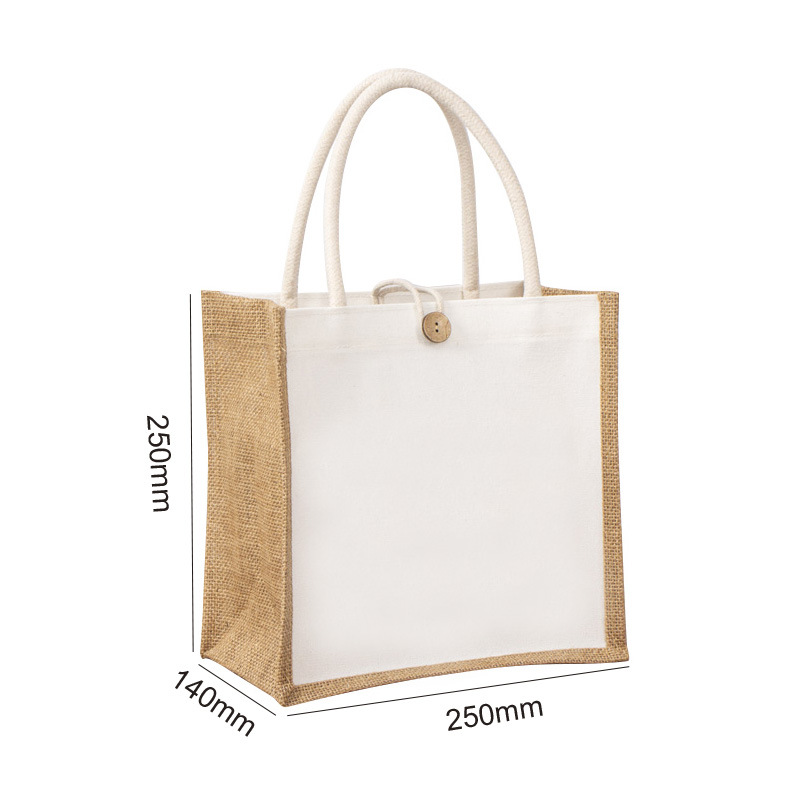 25 de largo, 14 de ancho y 25 de alto; Yute; 100% Yute