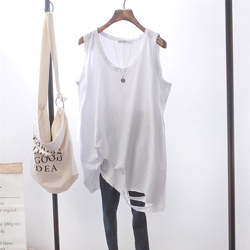 Suéter interior apilados bottoming chaleco de longitud media camiseta sin mangas bottoming artefacto blanco rasgado camisola para las mujeres