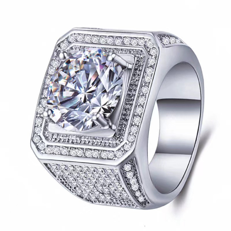 Bold Men's Ring With Micro-inlaid Diamonds For European Style_voghion.com
