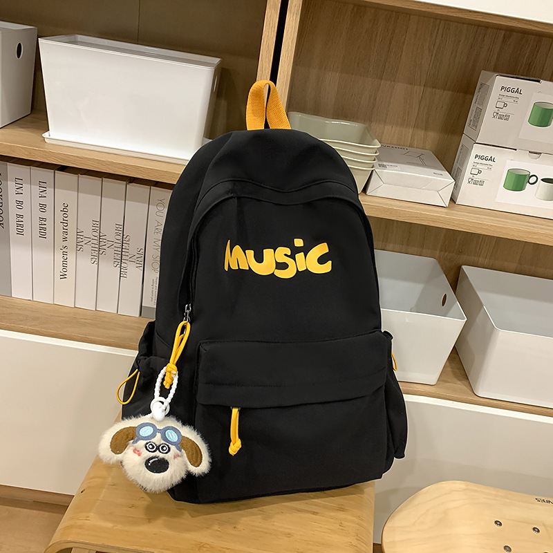 美式复古书包女大学生时尚大容量旅行包简约百搭高中初中学生背包|undefined