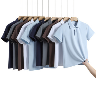 High-End Polo Shirts for Men and Women, Business Casual Ice Silk Quick-Drying Short-Sleeved Breathable Group Work Clothes Cross-Border Customization