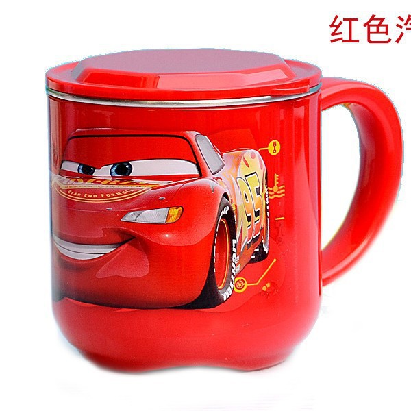Taza de acero inoxidable para niños de Disney Taza de agua para niños Taza de agua para bebés Taza de leche casera anticaídas Set de cubiertos para bebés