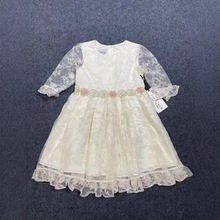 跨境2025新款儿童公主礼服裙女童网纱花朵亮片蓬蓬裙生日宴会服装