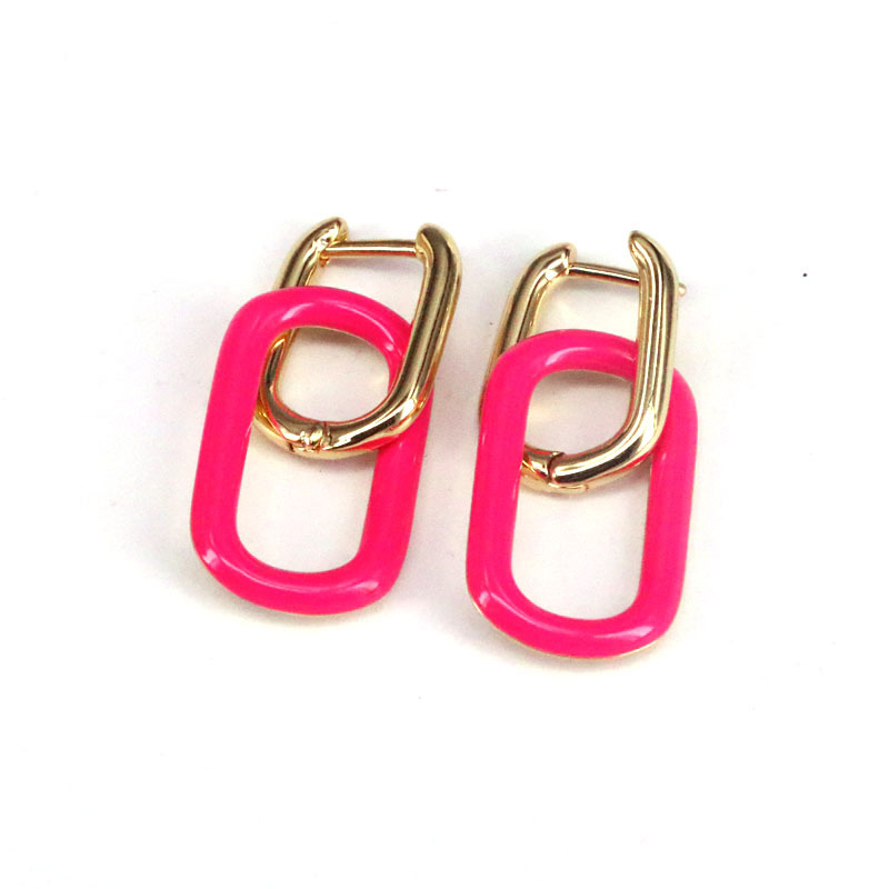 Wholesale Oval Earrings Color Dripping Copper Gold-plated Fashion Earrings display picture 2