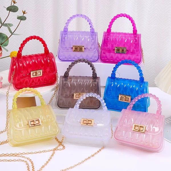 2026 New Model Pvc Transparent Mini Leaf-Patterned Jelly Bag Single Shoulder Crossbody Small Bag Hand-Held Coin Purse Direct from Manufacturer