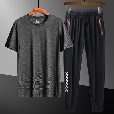 启明星跑步运动套装男休闲男士健身服运动短裤速干短袖运动装|ms