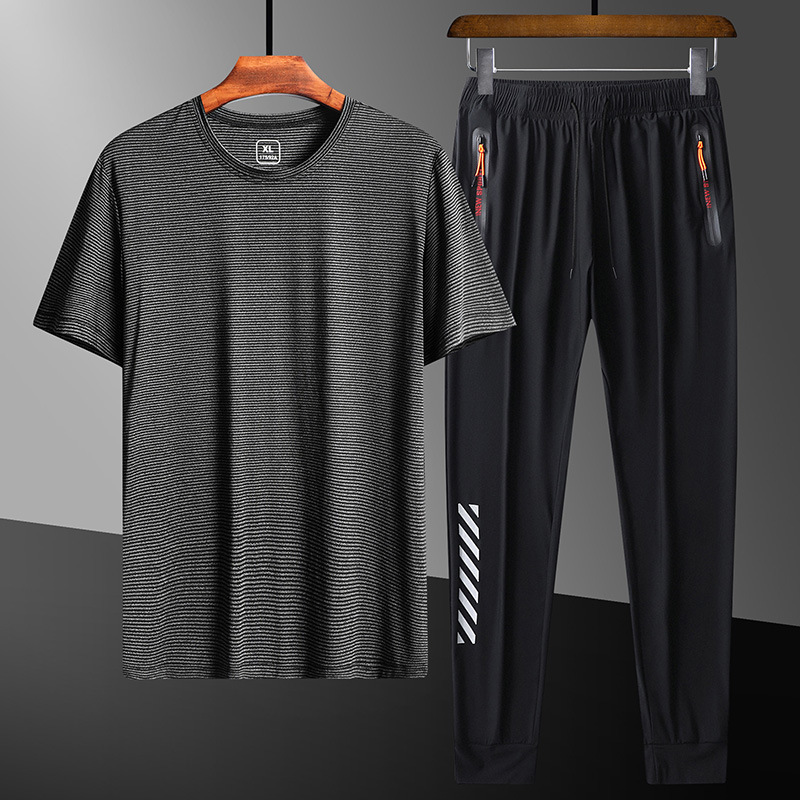 启明星跑步运动套装男休闲男士健身服运动短裤速干短袖运动装|ms