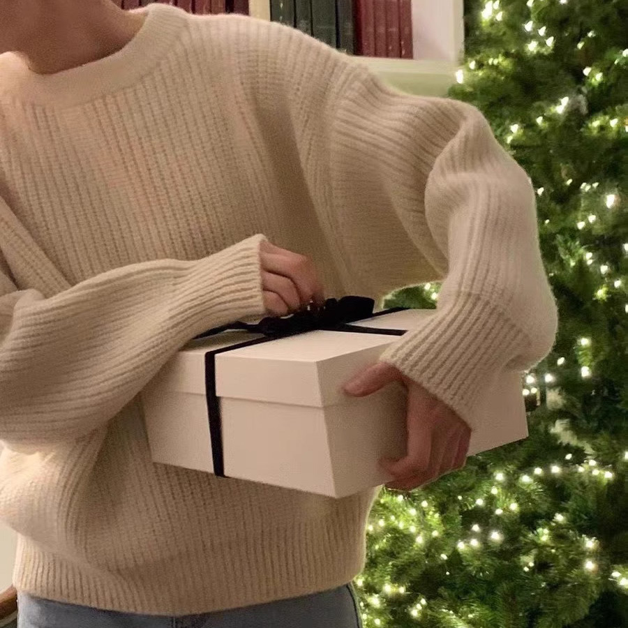 在庫あり 無地 丸首 プルオーバー 長袖セーター 秋冬 レディース 韓国風 ゆったり インス風 ウールニット セーターoun*e