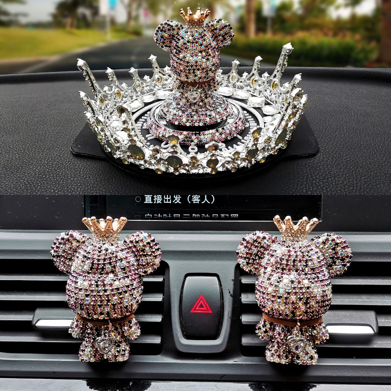 Adorno para Coche con Forma de Oso Violento con Pedrería, Figura de Oso, Decoración para Coche, Soporte para Perfume de Coche con Diseño de Dibujos Animados, Regalo para Mujer