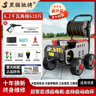 Car washing machine, 220V High-Pressure Water Gun Powerful Floor - italian-brand-pump-62-kw-two-phase-with-pressure-roller-and-tubing
