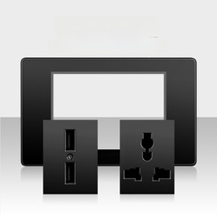 Taiwan USBC black switch plug 110-250V cross-border wall plug Vietnamese foreign trade panel batch