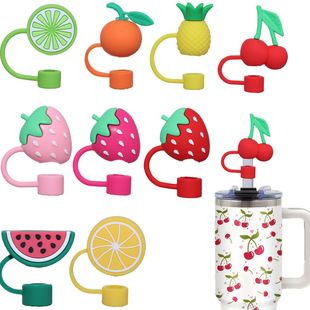 Cross-Border Fruit Series Straw Cap 3D Stereo Cute Cartoon 10mm Straw Cover 40oz Ice Cup Dust Plug