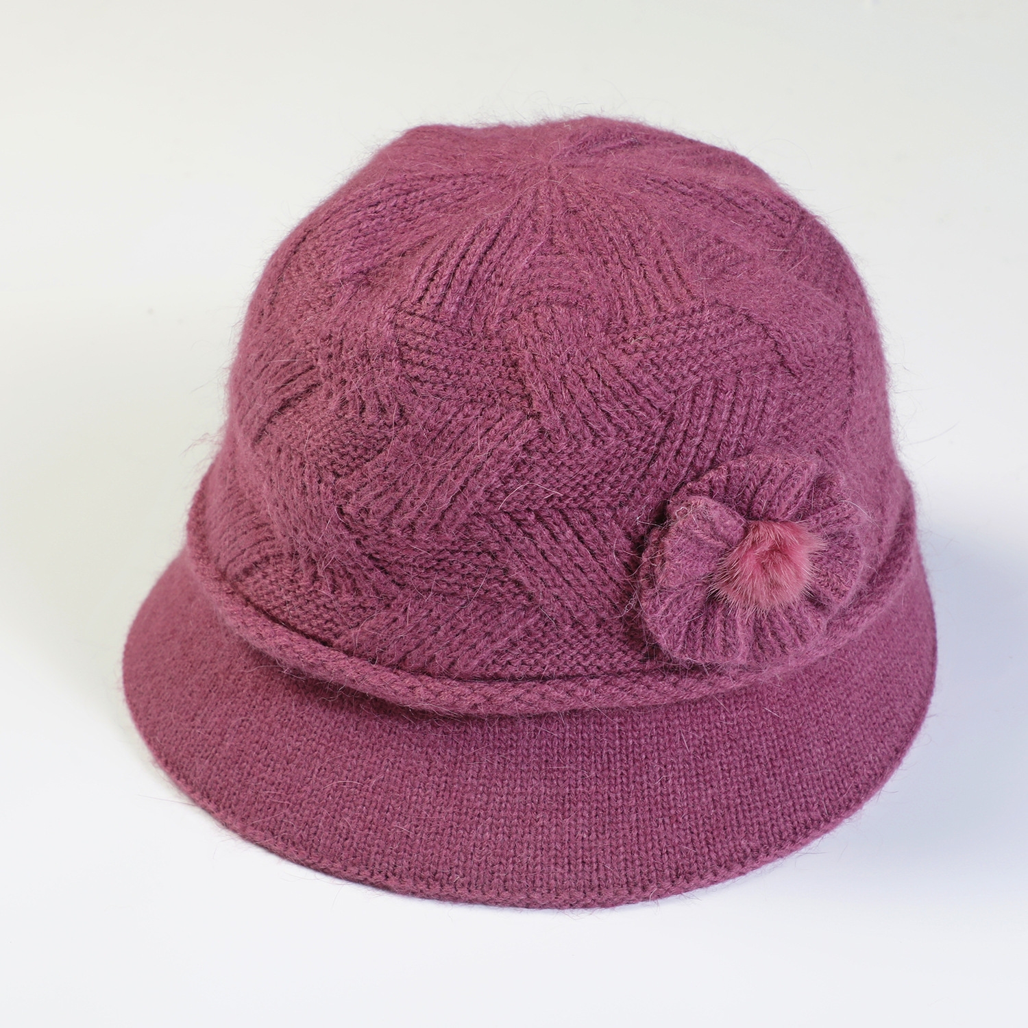 Gestrickte Damen Mütze Mit Kaninchenhaar Warm Für Den Winter_voghion.com
