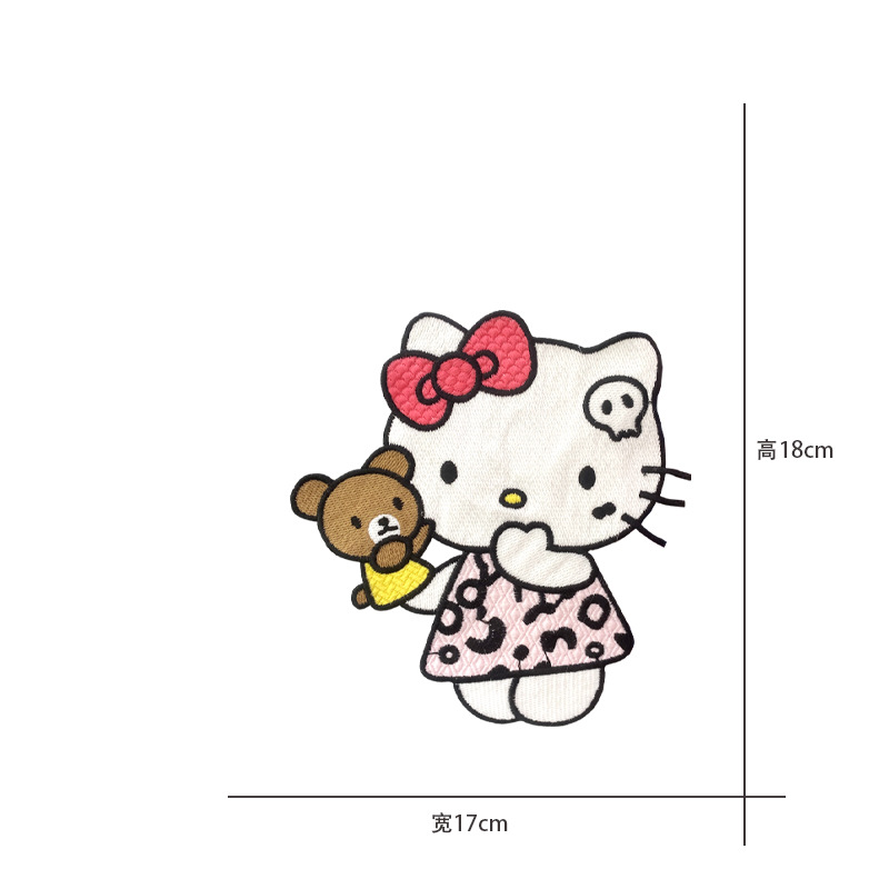 Cartoon al por mayor bordado por computadora kt pegatinas de tela de gato Sanliogou diy pegatinas de parche tejido cesta de ropa adorno accesorios pegatinas