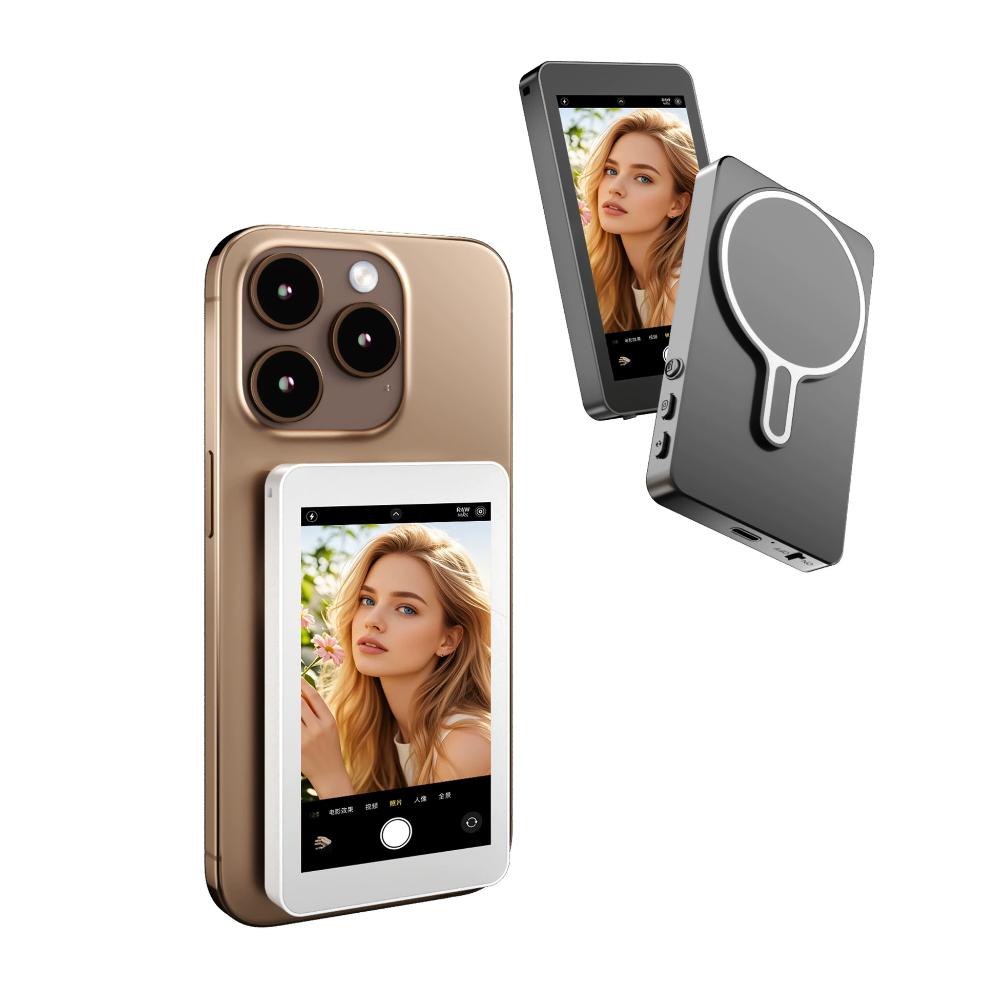 Мобильный магнитный видеоблог, селфи, экран, монитор, селфи с экрана мобильного телефона, устройство на производстве