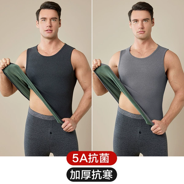 37-degree constant temperature plus velvet vest men [dark gray + light gray]