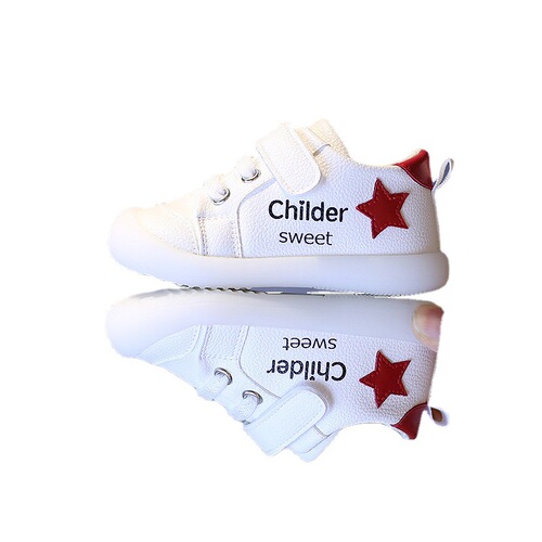 Cadi Ai Spring and Autumn 1-2-3 Years Baby Learning to Walk Shoes Anti-Slip Soft Bottom Infant Shoes Anti-Collision Durable Boys and Girls White Shoes