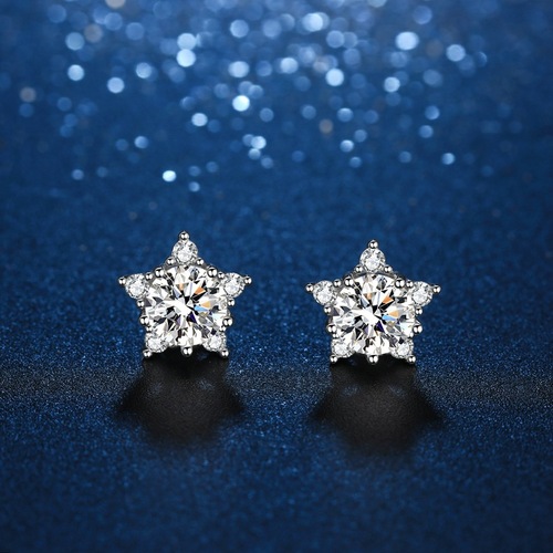 S925 sterling silver moissanite snowflake diamond stud earrings women's earrings short star earrings earrings symmetrical earrings drop shipping