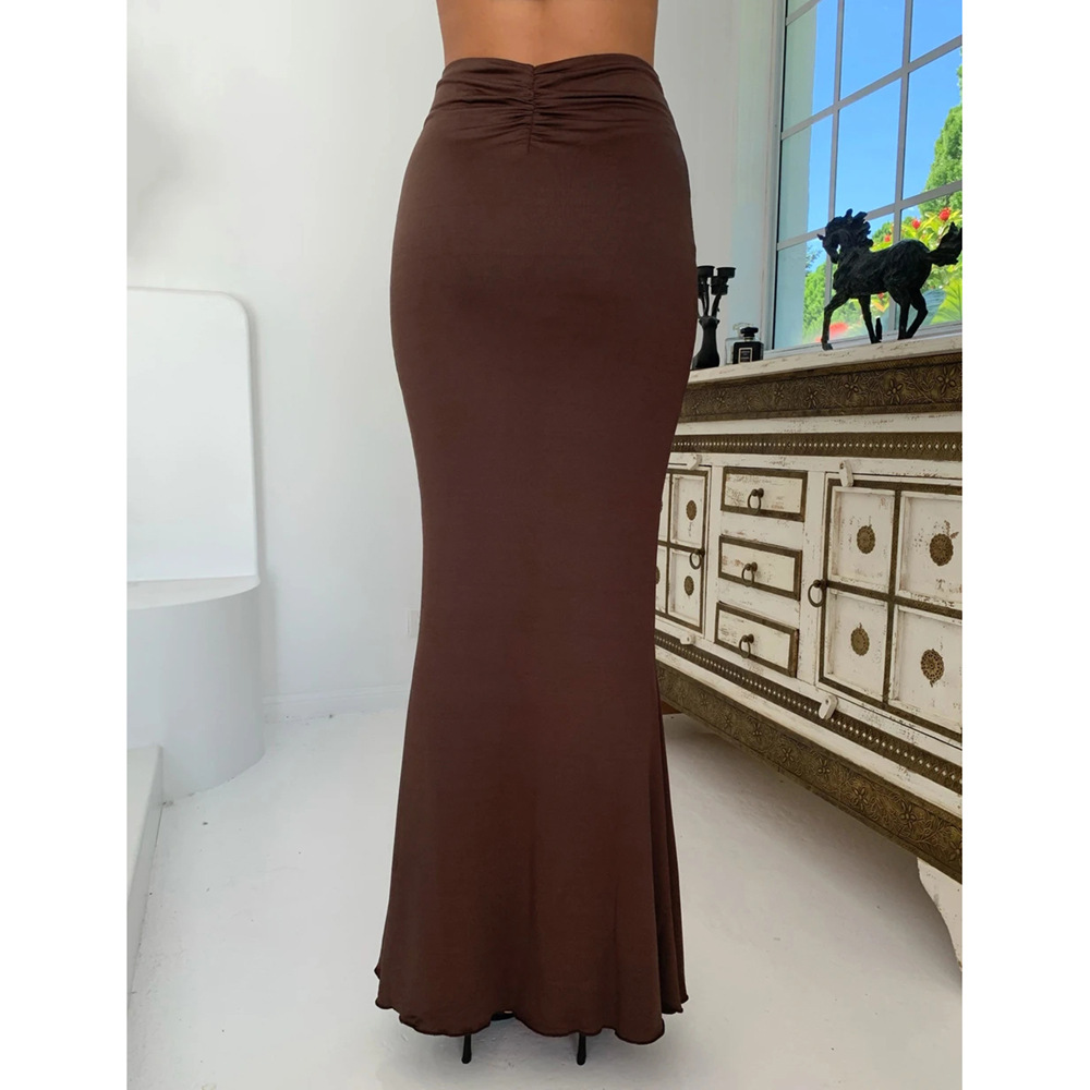 Slim Drawstring Short Vest Long Skirt 2 Piece Set NSSMX112695