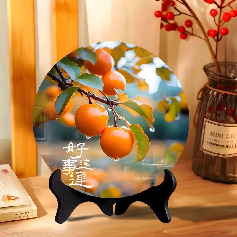 柿柿如意摆件现代装饰画相框餐厅办公室桌面潮款饰品家用乔迁礼物|undefined